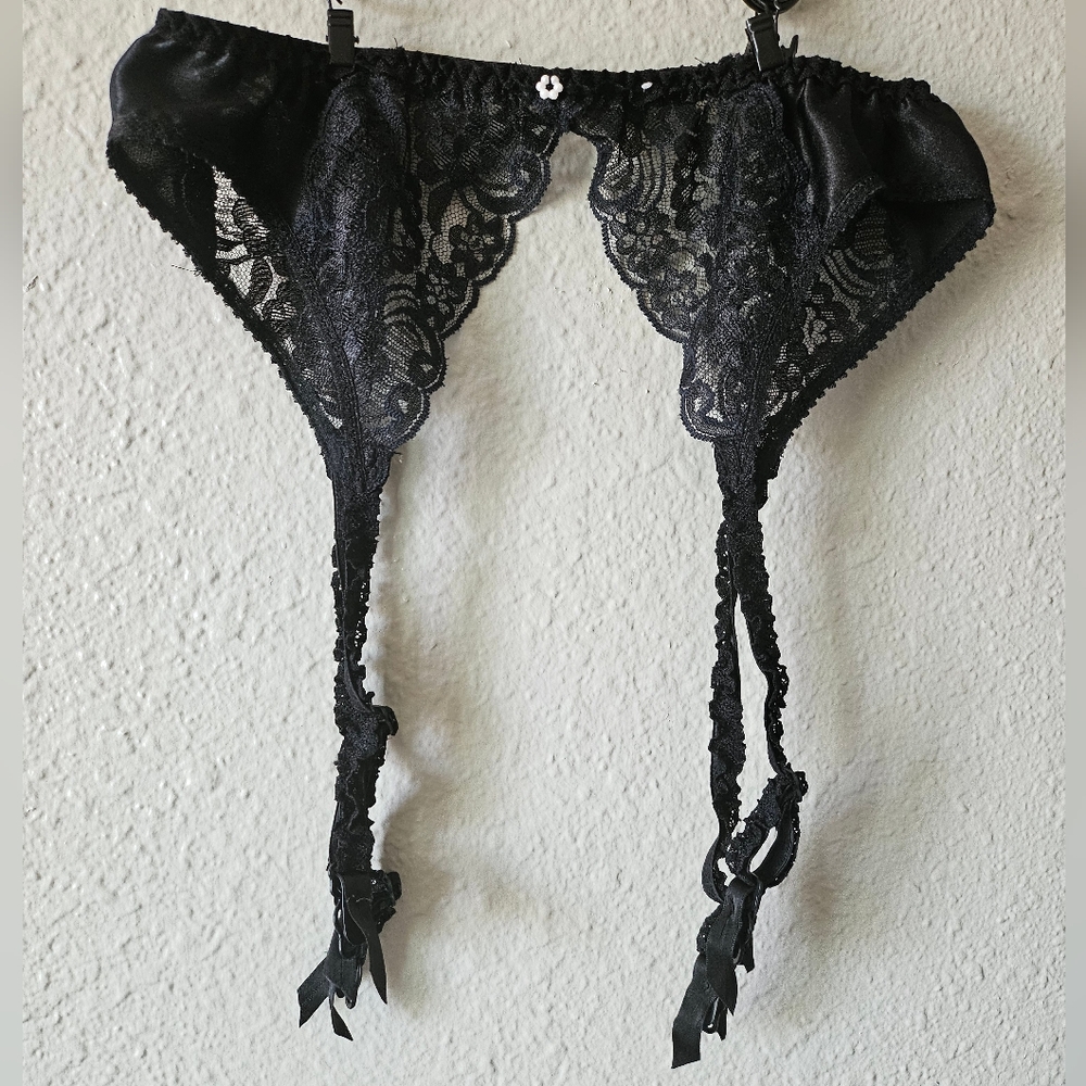 Vintage Christian Dior Intimate Garter Belt Black Medium Small